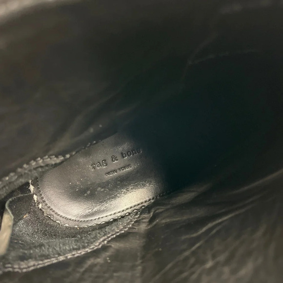 Rag & Bone Classic Newbury Women’s Black Leather Ankle Boots Size 10 Block Heel - Picture 7 of 11